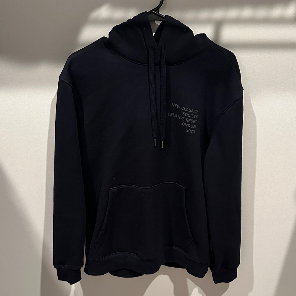 H&M Navy Hoodie with Text Detail